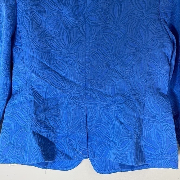 NWT. Talbots 4 Blue Floral Jacquard Knit Blazer. - Picture 15 of 15
